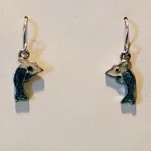 Blue dolphin earrings